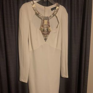 Fashion Nova Off-White Beaded Cocktail Dress